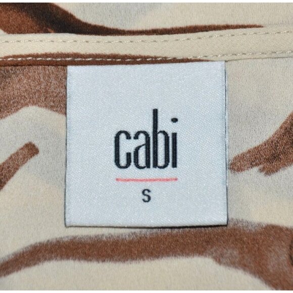Cabi Ladies Brown Animal Tiger Print V-Neck Cap Sleeve Blouse Top Size S Light - Picture 7 of 9